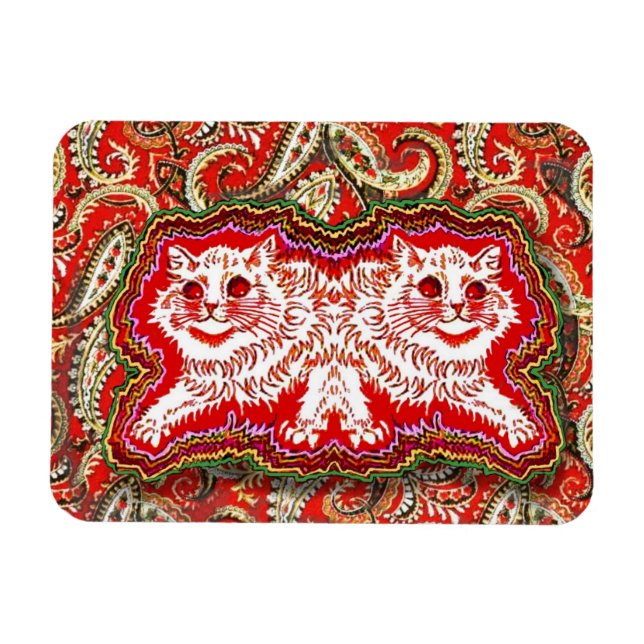 Ímã Gatos vermelhos psicodélicos (por Louis Wain) (Horizontal)