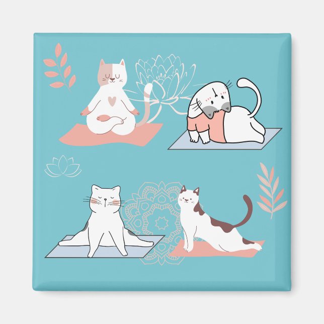 Imã Gatos Yoga Lótus (Frente)