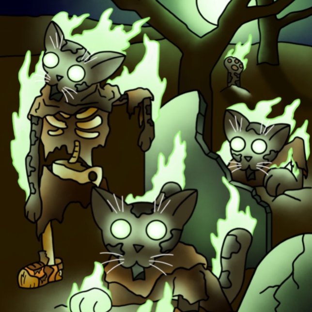 Ímã Gatos Zombie do Halloween (Criador carregado)