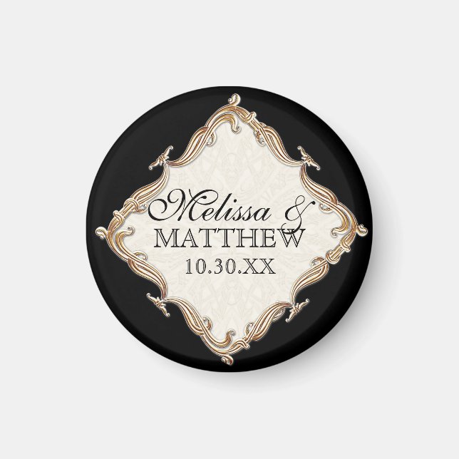 Imã Gatsby Art Deco Nouveau Lace Faux Dourada Tulip (Frente)