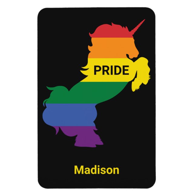 Ímã Gay de Nome Personalizado Unicorn (Vertical)