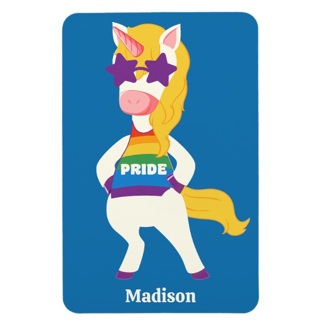Ímã Gay de Nome Personalizado Unicorn (Vertical)