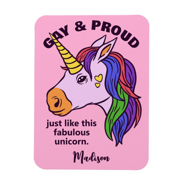 Ímã Gay de Texto Personalizado Unicorn (Vertical)