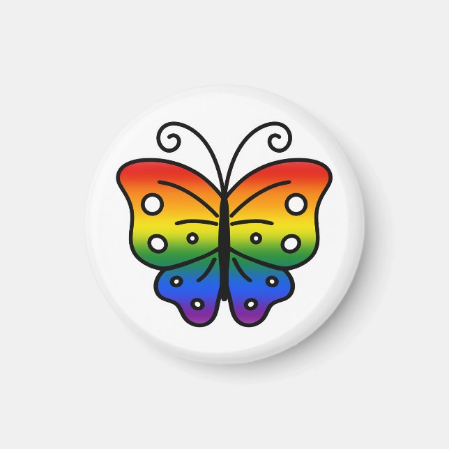 Imã Gay Pride Butterfly Magnet (Frente)