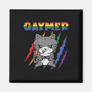 Imã Gaymer Purride Cat Vídeo Game Gamer Lgbtq Rainbow