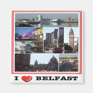 Imã GB - Irlanda do Norte - Belfast - I Love - Colagem