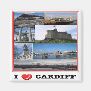 Imã GB - Welsh - Cardiff - I Love - Collage Mosaic