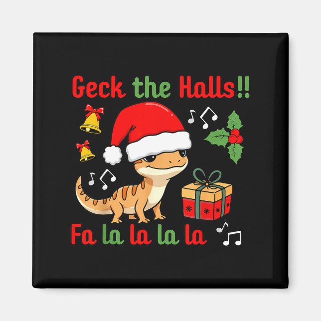 Imã Geck The Halls Leopard Gecko Christmas Pun Pet Own (Frente)