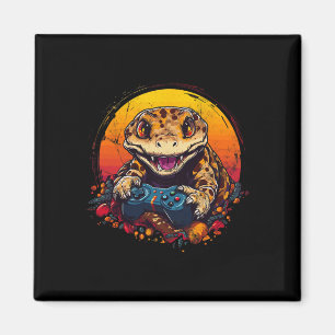 Imã Gecko Jogando Vídeo Jogo Lizard & Répteis Gam
