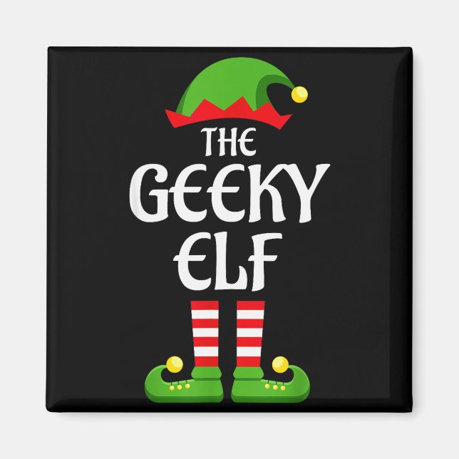 Imã Geeky Elf Family Matching Group Christmas Geek  (Frente)