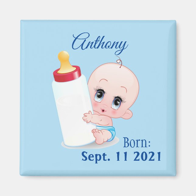 Imã Geladeira de Bebê Menino Personalizada  (Frente)