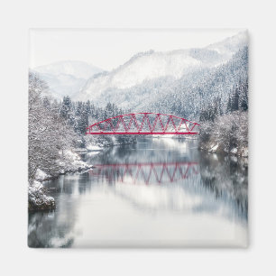 Imã Gelo e neve   Ponte vermelha no inverno, Japão