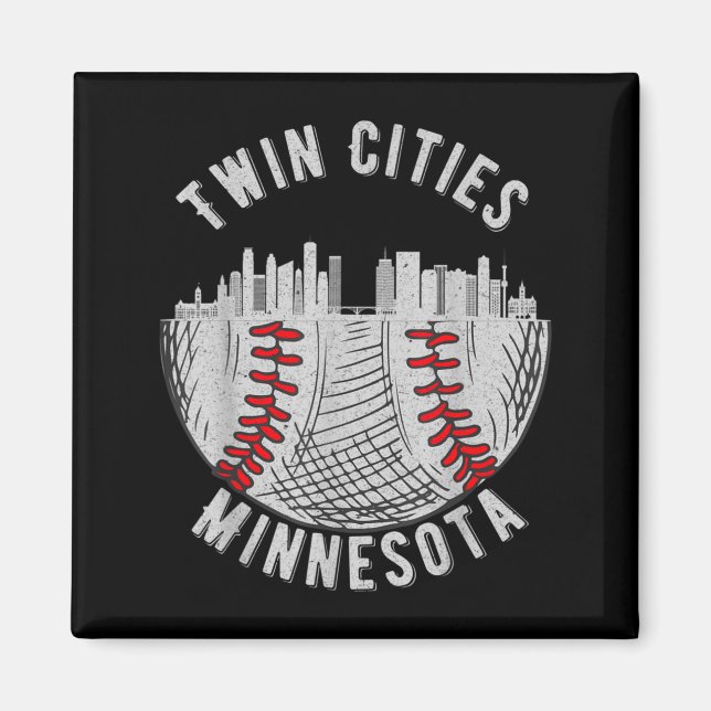 Imã Gêmeas Cidades Minnesota Mn Beisebol Skyline St  (Frente)