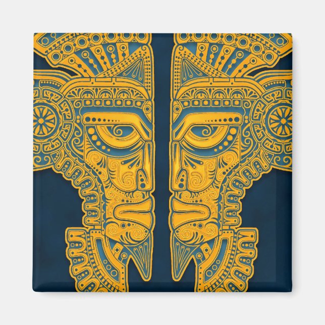 Imã Gêmeos Aztec Aztec Azul ouro (Frente)