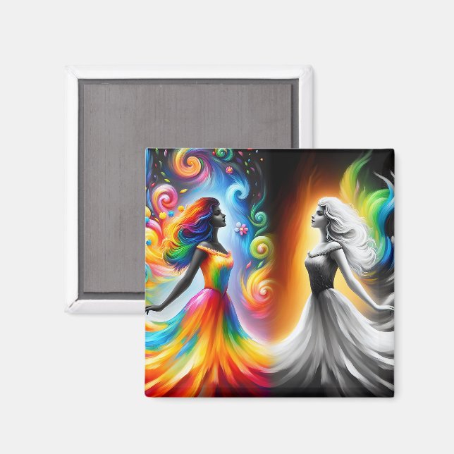 Imã Gemini Gêmeos Cor e Horóscopo Negro e Branco (Front/Back)