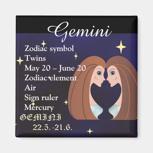 Imã Gemini Horoscope - Sinal de Ícone (Frente)