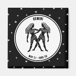 Imã Gemini - Símbolo Zodíaco, Imagem Preta e Branca