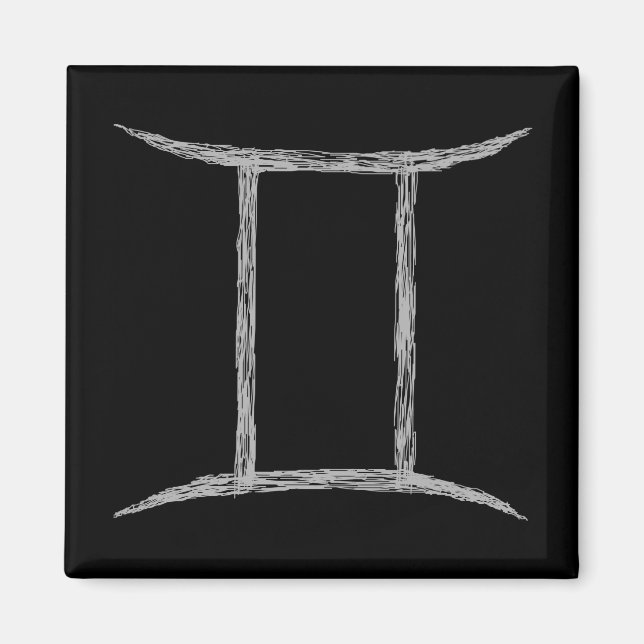 Imã Gemini. Sinal de Astrologia Zodíaca. Branco. (Frente)