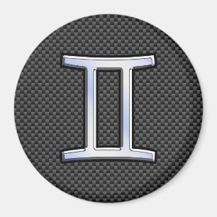 Imã Gemini Zodiac Sign on Charcoal Carbon Fiber Print