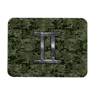 Ímã Gemini Zodiac - Sinal de Camo Digital Verde