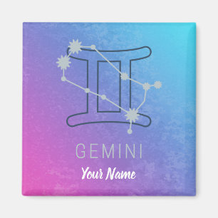 Imã Gemini Zodiac - Sinal de Estrela Watercolor Horosc