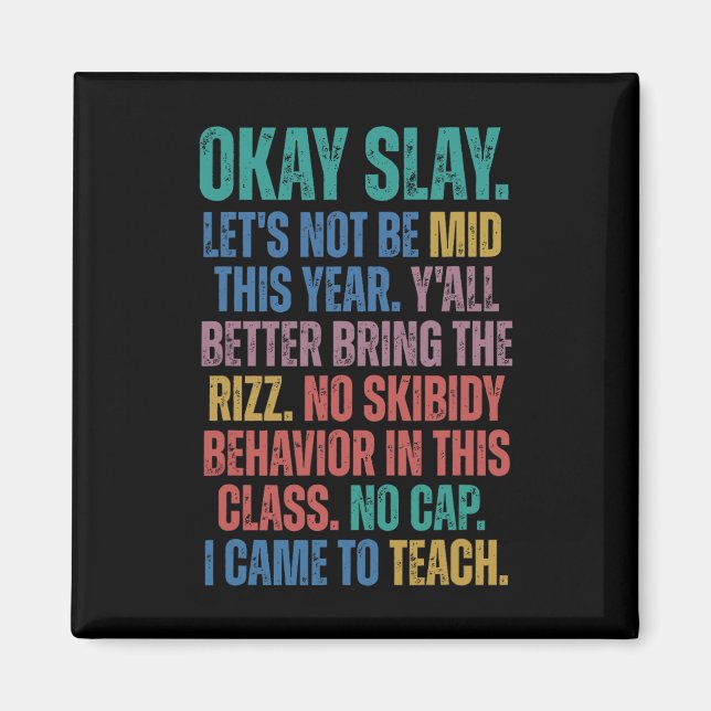 Imã Gen Alpha Slang Teacher Funny Teacher Group Back T (Frente)
