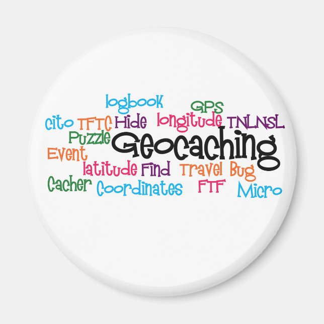 Imã Geocaching Word Collage (Frente)