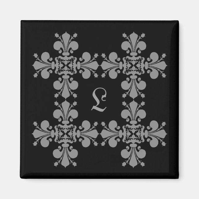 Imã Geograma elegância gótica fleur de lis damask (Frente)