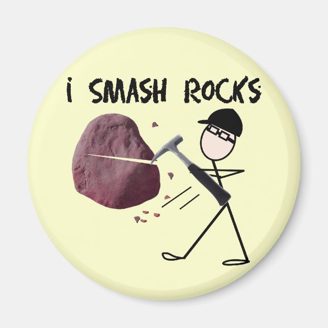 Imã Geólogo Stickman "I Smash Rocks" (Frente)