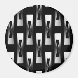 Imã Geométrico metálico do art deco - prata e preto