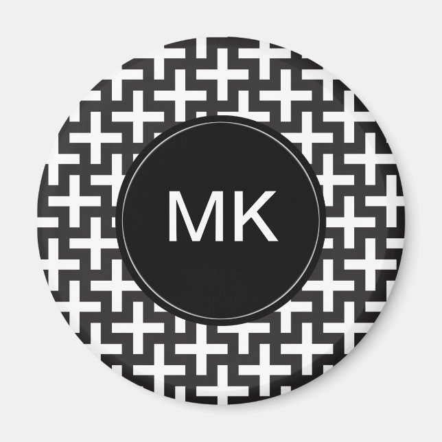 Imã Geométrico preto e branco (Frente)