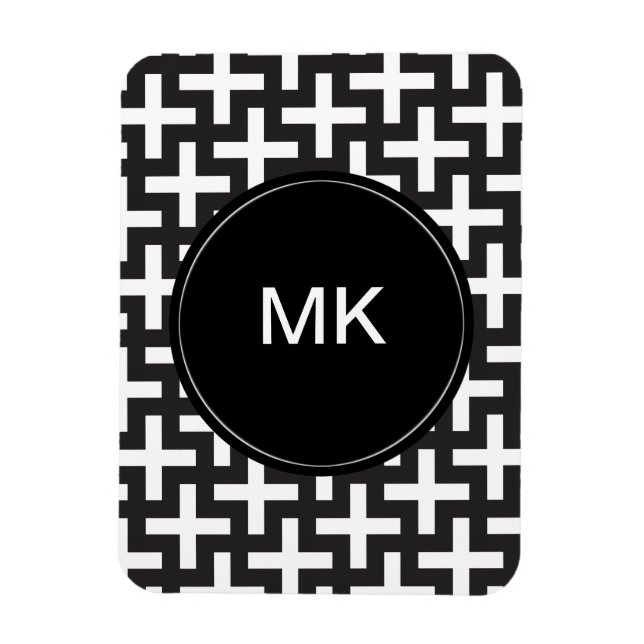 Ímã Geométrico preto e branco (Vertical)