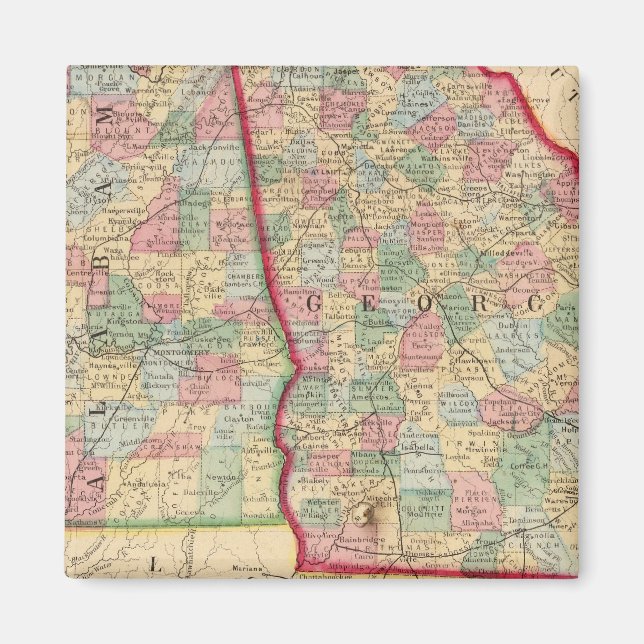 Imã Georgia, Alabama Map by Mitchell (Frente)