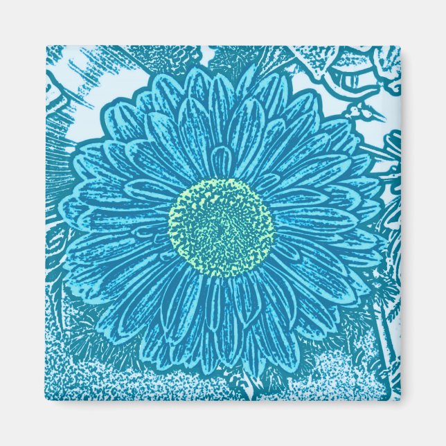 Imã Gerbera Daisy Block Impressão - azul-marinho (Frente)