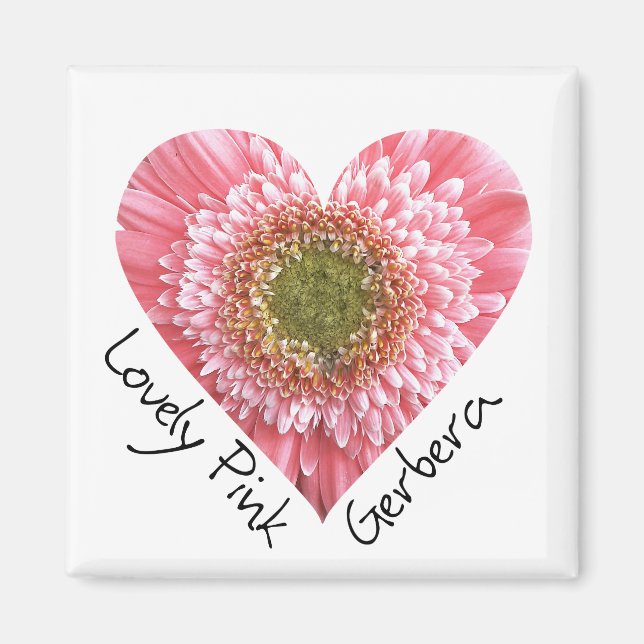 Imã Gérbera rosa adorável - Forma cardíaca (Frente)