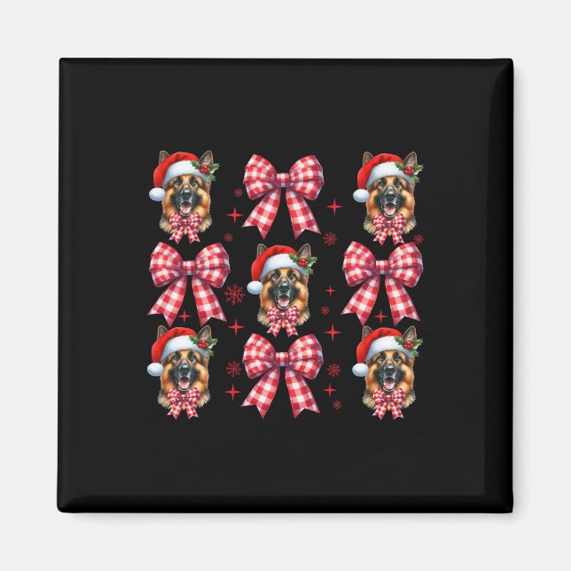 Imã German shepherd Cachorro Cachorro Xadrez Vermelho  (Frente)