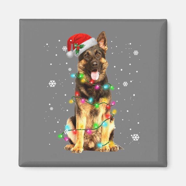 Imã German shepherd Cão Árvore Natal Doce Natal Xmas (Frente)