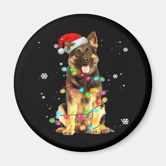 Imã German shepherd Cão Árvore Natal Doce Xmas Do (Frente)