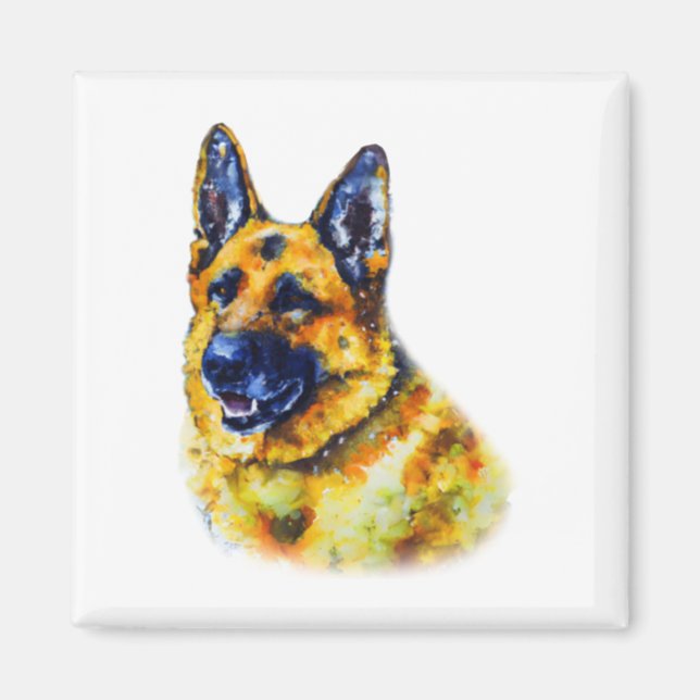 Imã German shepherd de Aquarela (Frente)