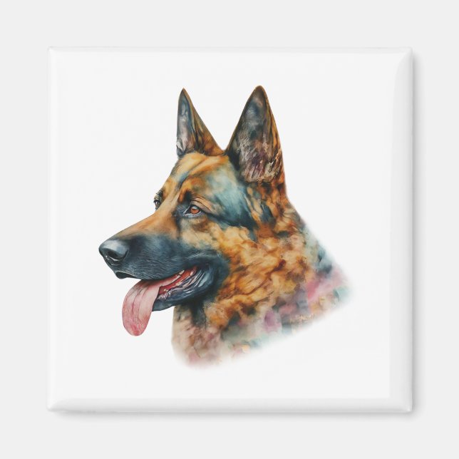 Imã German shepherd de Aquarela (Frente)