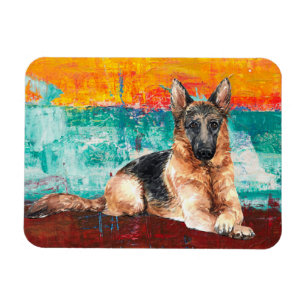 Ímã German shepherd de pintura artística 