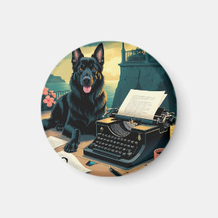 Imã German shepherd Dog gentleman vintage