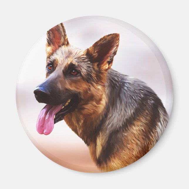 Imã German shepherd Dog Oil Painting Art Canv (Frente)