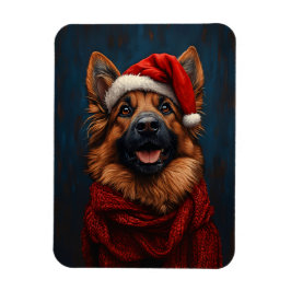 Ímã German shepherd em um Papai Noel flexível