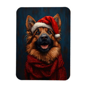 Ímã German shepherd em um Papai Noel flexível