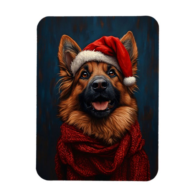 Ímã German shepherd em um Papai Noel flexível (Vertical)