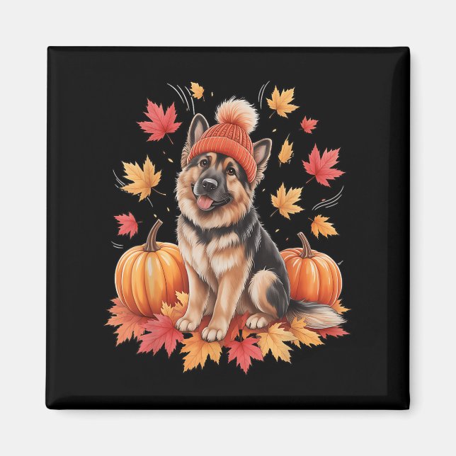 Imã German shepherd Engraçado Queda F Outono Deixa Cac (Frente)
