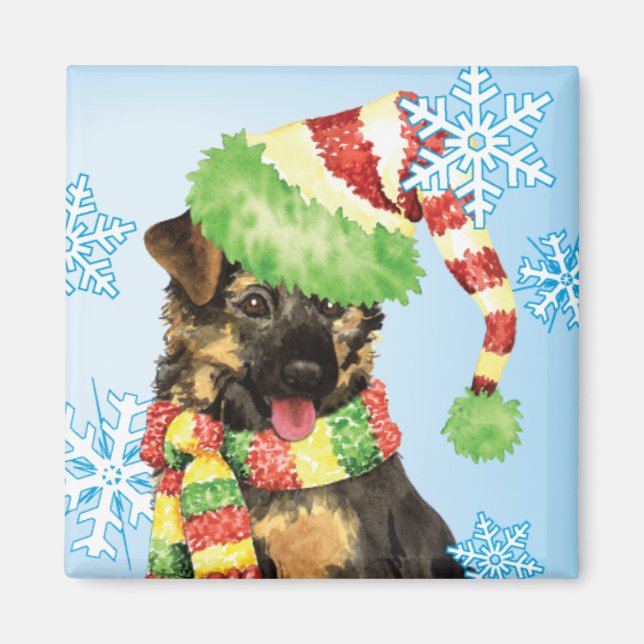 Imã German shepherd Feliz Howliday (Frente)
