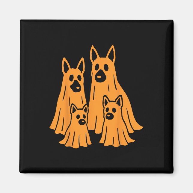 Imã German shepherd Halloween Ghost Family Engraçado C (Frente)
