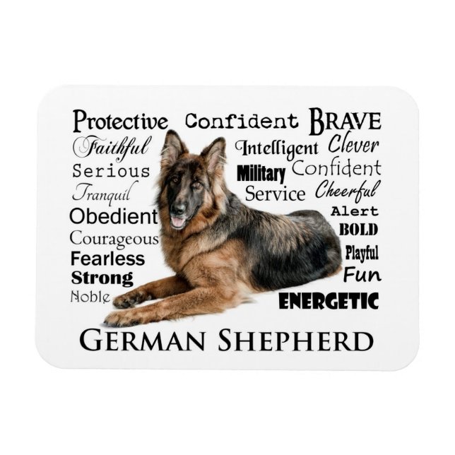 Ímã German shepherd Traços (Horizontal)